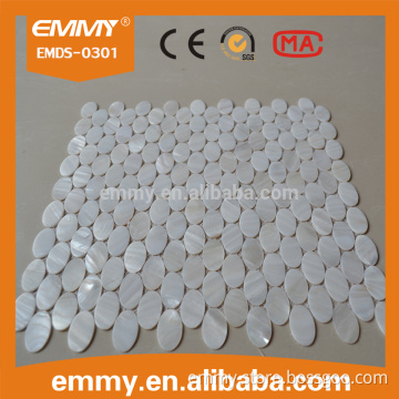 wholesale whtie ellipse river shell mosaic tile for room wall
